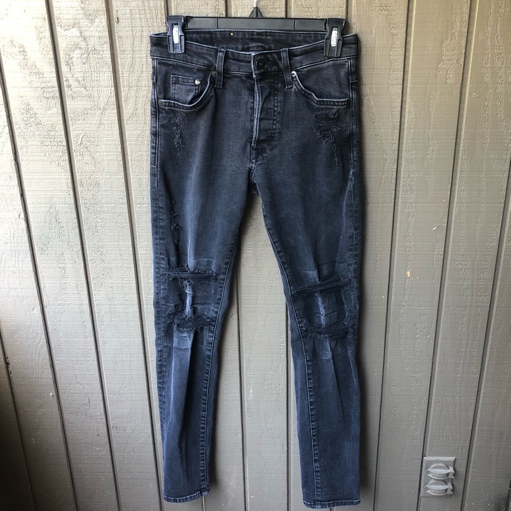 H&M Denim Jeans Distressed Black Denim